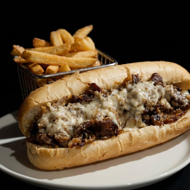 Brisket Cheesesteak Sandwich.
