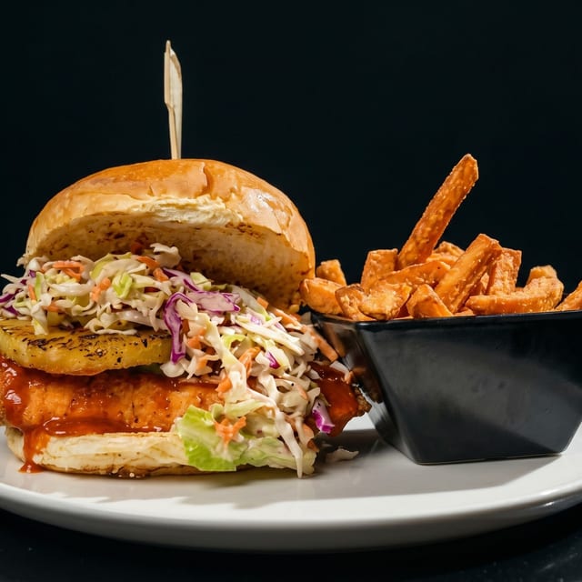 Hot Honey Salmon Sandwich.